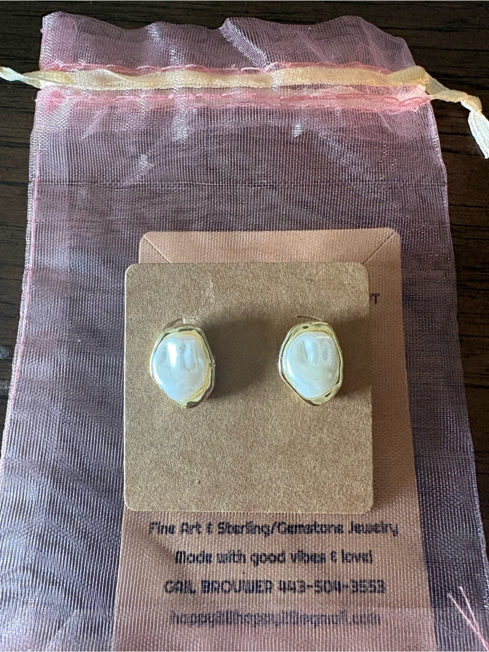 Gold-Trim Baroque Pearl Stud Earrings - Women Jewelry